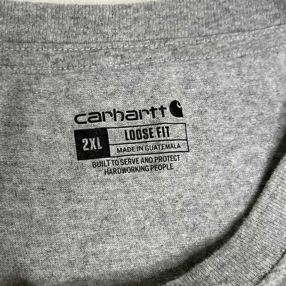 Carhartt Loose Fit Work Tee Shirt Print Men's Size 2XL Grey Crew Neck Logo - Picture 3 of 7